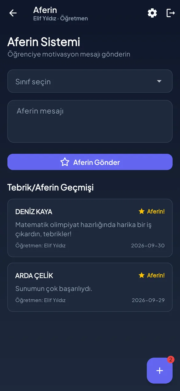 Aferin sistemi ekranı